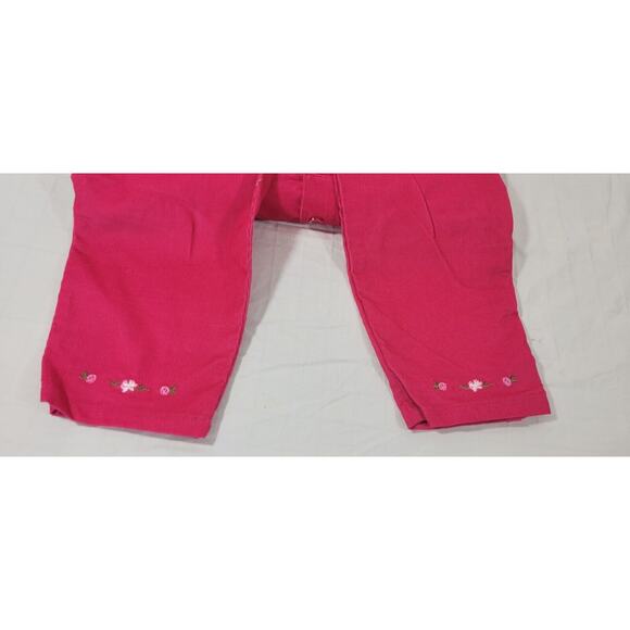 McKids 4T Girls Vintage 90s Dark Pink Corduroy Button Front Roses Bib Overalls - Picture 4 of 8